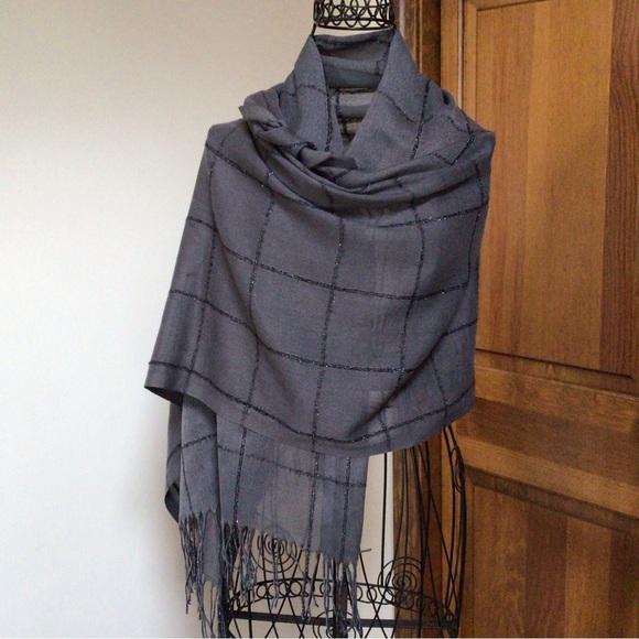 gulsoy Accessories - Gulsoy gun metal grey Turkish cotton scarf, pristine, 68”x26”